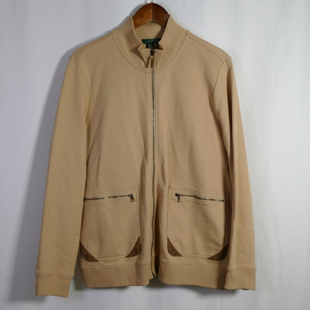 Vintage Lauren Ralph Lauren Womens Equestrian Sweater Size 2X Full Zip Pockets